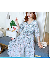 ĐẦM BẦU VÁY BẦU CÔNG SỞ VOAN 2 MÀU (sau sanh có dây kéo cho bé bú )