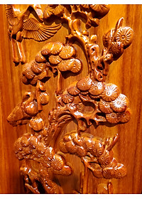 TRANH GỖ HƯƠNG ĐỤC NỔI TỨ QUÝ - TÙNG CÚC TRÚC MAI