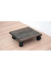 Đế Lót Chậu Cây Có Bánh Xe Thương Hiệu ANKAN, Đế Để Chậu Cây, Mặt Vuông Bằng Gỗ Tràm, Màu Đen Đường Kính 30 Cm, Tải Trọng 80kg - Hàng Xuất Khẩu