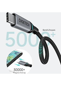 Dây Cáp Sạc Nhanh USB Type C to Type C 100W Dài 1.8M Chuyên Sạc Cho iPhone 15, iP16, Macbook, Laptop, Smartphone CHOETECH XCC-1002-GY - Hàng Chính Hãng
