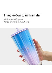 Ly nhựa 2 lớp Lock&Lock HAP507 750ml - Hàng chính hãng, có ống hút, có nắp đậy - Tặng kèm cọ rửa