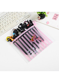 Bộ bút vô diện 10 chiếc đen ngộ nghĩnh đáng yêu tặng kèm túi zip