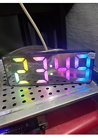 Đồng Hồ Led, Đồng Hồ Để Bàn RGB, Có Báo Thức, Hiển Thị Thời Gian, Nhiệt Độ, Có Cảm Biến Ánh Sáng Tự Động, Decor Phòng Ngủ Chill