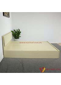 Giường Ngủ Gỗ Mdf Phủ Melamine Bọc Nệm Hiện Đại Màu Kem