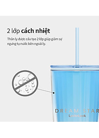 Ly nhựa 2 lớp Lock&Lock HAP507 750ml - Hàng chính hãng, có ống hút, có nắp đậy - Tặng kèm cọ rửa