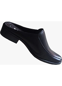 Dép nam bít mũi da bò Trường Hải màu đen đế cao 3.5cm HÌNH ẢNH THẬT