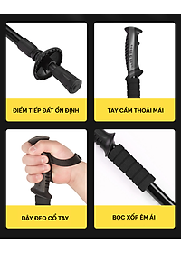 Gậy Leo Núi Hợp Kim Nhôm, siêu nhẹ 230g, gấp gọn 30cm tiện lợi đem theo đi dã ngoại, trekking, phượt - Hãng dododios