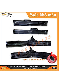 Ốp bậc cửa vân cacbon, vân titan dành cho xe Honda City 2021 tặng kèm 1 cuộn kem 3M siêu dính