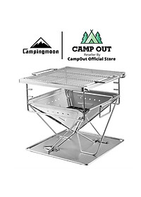 Bếp nướng than than hoa inox đồ cắm trại Campingmoon campoutvn MT35 du lịch dã ngoại xếp gọn có túi kèm theo dùng 8-10 người ăn A015