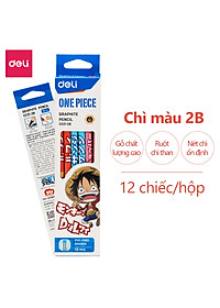 Bút chì lục giác có tẩy One Piece Deli - Bút chì gỗ - Phù hợp cho học sinh viên văn phòng ghi chú tập viết vẽ phác thảo - Loại 2B/HB - 12 chiếc/hộp - EC021