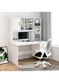 Bàn Học Bằng Gỗ MDF Liền Giá Sách SMLIFE Doron