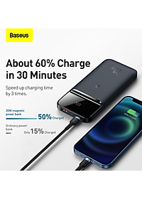 Pin dự phòng sạc nhanh không dây tích hợp nam châm Baseus Magnetic Wireless Quick Charging Power Bank (10000mAh, USB + Type C, QC/ PD 20W Quick Charge, ) - Hàng Chính Hãng 
