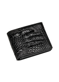 {DA CÁ SẤU THẬT} Bóp Da Cá Sấu 2 Mặt Bàn Tay Cá Sấu Màu Đen - Ví Nam Da Cá Sấu 2 Mặt Có Khoá Kéo Cao Cấp Dáng Ngang Thời Trang