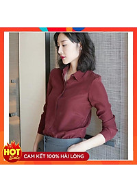 Áo Sơ Mi Công Sở Nữ Tay Dài Màu Trơn Sang Trọng Chất Liệu Cao Cấp, Không Nhăn, Không Xù, Không Phai Màu