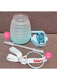 Bình Nước Có Vạch Báo Giờ Uống Nước Dễ Thương 1.3L (Tặng kèm dây đeo) - HENRYSA