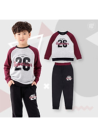 Quần áo bé trai BIGFOX - MISS MEOW thu đông size đại, bộ dài tay cho bé phong cách Âu Mỹ hình in số 26 11 - 38 kg QATE