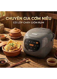 Nồi Cơm Điện Sứ Dưỡng Sinh Mishio MK365 lòng sứ nguyên chất 0.8L không chứa chất chống dính - Hàng chính hãng