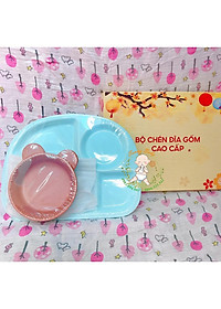 Khay Ăn Dặm Bát Ăn Dặm Bằng Gốm Sứ Cao Cấp An Toàn Cho Bé - Set Khay ăn Dặm Chén Ăn Dặm Chia Ngăn Cho Trẻ Giá Cực Rẻ