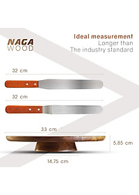 Bàn xoay làm bánh kem bằng gỗ 33cm, Kèm Bộ dao chà láng, dùng làm bánh gato, trang trí tiệc cưới, sinh nhật 