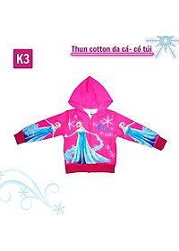 Áo khoác bé gái hình Elsa từ 10-43kg - Chất liệu thun cotton da cá
