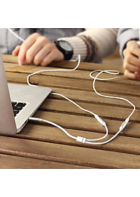 Dây cáp Audio 3.5mm đực chia 2 cổng 3.5mm cái (2 tai nghe) đầu nhôm dài 20cm AV123 10780 - Hàng chính hãng