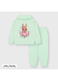 Bộ thu đông bé gái Bigfox Miss Meow size đại, bộ nỉ bé gái chất liệu nỉ bông in thỏ xinh xắn size trẻ em 3,4,5…11 tuổi