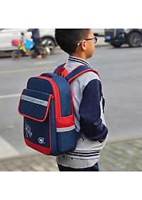 Balo học sinh TN.Bags xanh đen phối đỏ – Balo tiểu học có nắp siêu nhẹ nhiều ngăn cao cấp cho bé năng động TNB3016