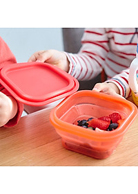 Bát ăn dặm silicon vuông có thể xếp gọn cho bé Marcus & Marcus