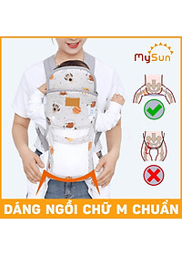 Điệu địu vải cho em bé sơ sinh 4 tư thế có đỡ cổ đa năng an toàn 1 2 3 4 5 6 12 tháng tuổi MySun