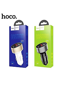 Tẩu sạc oto hoco z26 2 cổng sạc 2.4A có led hiển thị dùng cho ô tô xe hơi giao mầu ngẫu nhiên - hàng chính hãng
