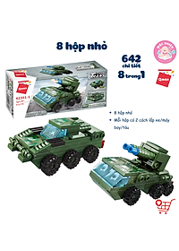 Đồ chơi lắp ráp xếp hình 8 trong 1 chủ đề quân sự Qman 42301 - Xe tăng quân sự (642 chi tiết)