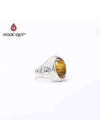 Nhẫn bạc nam mắt đá thạch anh mắt hổ ni19 mệnh thổ, kim - Ngọc Quý Gemstones