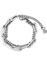 Lắc tay vòng đeo tay unisex thép không đen 2 lớp xích