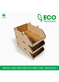 MKCG2 - 25x15x15 cm - 20 Khay giấy chất cao tầng bằng giấy carton siêu cứng, kệ giấy đựng đồ văn phòng, khay đựng dụng cụ, khay linh kiện, kệ phân loại dụng cụ