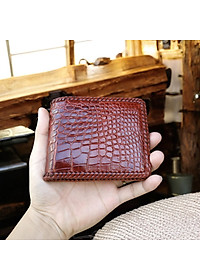 Ví Nam Da Cá Sấu. Ví 2 Mặt Đan Viền Thủ Công - Dáng Ngang Dễ Sử Dụng