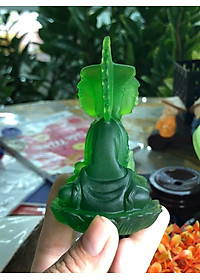Tượng Phật Bà Quan Âm 2 mặt đá lưu ly trang trí xe ôtô xe hơi, bàn làm việc - Cao 10cm