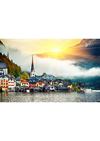 Bộ tranh xếp hình jigsaw puzzle cao cấp 1000 mảnh ghép – Thị Trấn Hallstatt, Áo