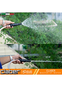 Bộ Vòi Tưới Cây, Vòi Rửa Xe Claber Aquapony Kit 8884, 15 mét, vòi xịt 2 chế độ, 4 khớp nối nhanh, 1 đầu nối vòi nước