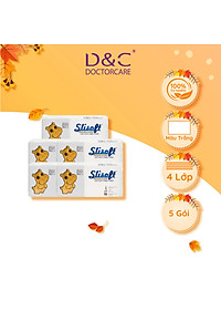 Combo 5 Giấy ăn Slisoft Trắng tự nhiên đa năng,khăn giấy rút không chất tẩy trắng an toàn cho cả gia đình