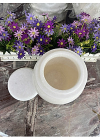 Hủ đưng tro cốt đá cẩm thạch trắng - Cao 25 cm