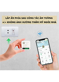 Công tắc Wifi Hunonic Mini 2 kênh 500W/kênh - LẮP SAU CÔNG TẮC ÂM TƯỜNG - Điều khiển từ xa bằng điện thoại