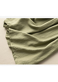 Đầm Nữ Linen Cổ Đức Nhún Eo, Đầm Sơ Mi Nữ Dáng Dài đầm thiết kế Da162