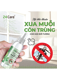 Xịt Phòng Tinh Dầu Hữu Cơ Organic 24Care - Kháng khuẩn - Khử mùi hôi - Đuổi muỗi, kiến ba khoan - côn trùng - Hương thơm thư giãn.