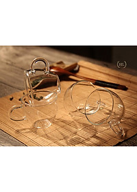 SET ẤM TRÀ THỦY TINH HOA CÚC | BỘ ẤM TRÀ HOA CÚC FULL SET BAO GỒM ẤM - BẾP - CHÉN - ĐĨA KÊ THẮP NẾN SANG CHẢNH