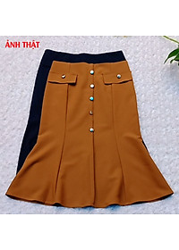 Chân Váy Công Sở Dáng Váy Chữ A Dài Qua Gối Chất Vải Kai Thun Co Giãn CV0084
