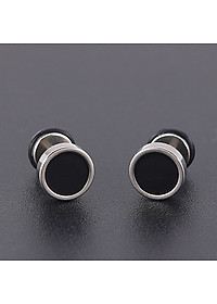 Bông Tai Nam Mặt Tròn Đen Chất Liệu Thép Titan Không Rỉ TT 1684 - 1 Cặp