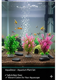 Cây Nhựa Trang Trí Bể Cá Thủy Sinh Lớn Tím Hồng Cao 20cm (Mã PK01)