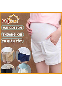 Quần short đùi lưng thun ống rộng dành cho bà bầu mặc mát mùa hè MySun