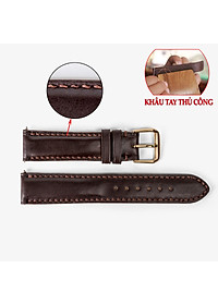 Dây đồng hồ da bò Bụi Leather D101- Da thật khâu tay thủ công cao cấp - Bảo hành 12 tháng