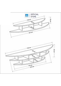 Bộ 2 Kệ Trang Trí Treo Tường Trên Và Dưới Tivi Hình Cung Tròn Màu Trắng SIB Decor, Thích Hợp Cho Phòng Khách, Phòng Ngủ Căn Hộ, Nhà Phố